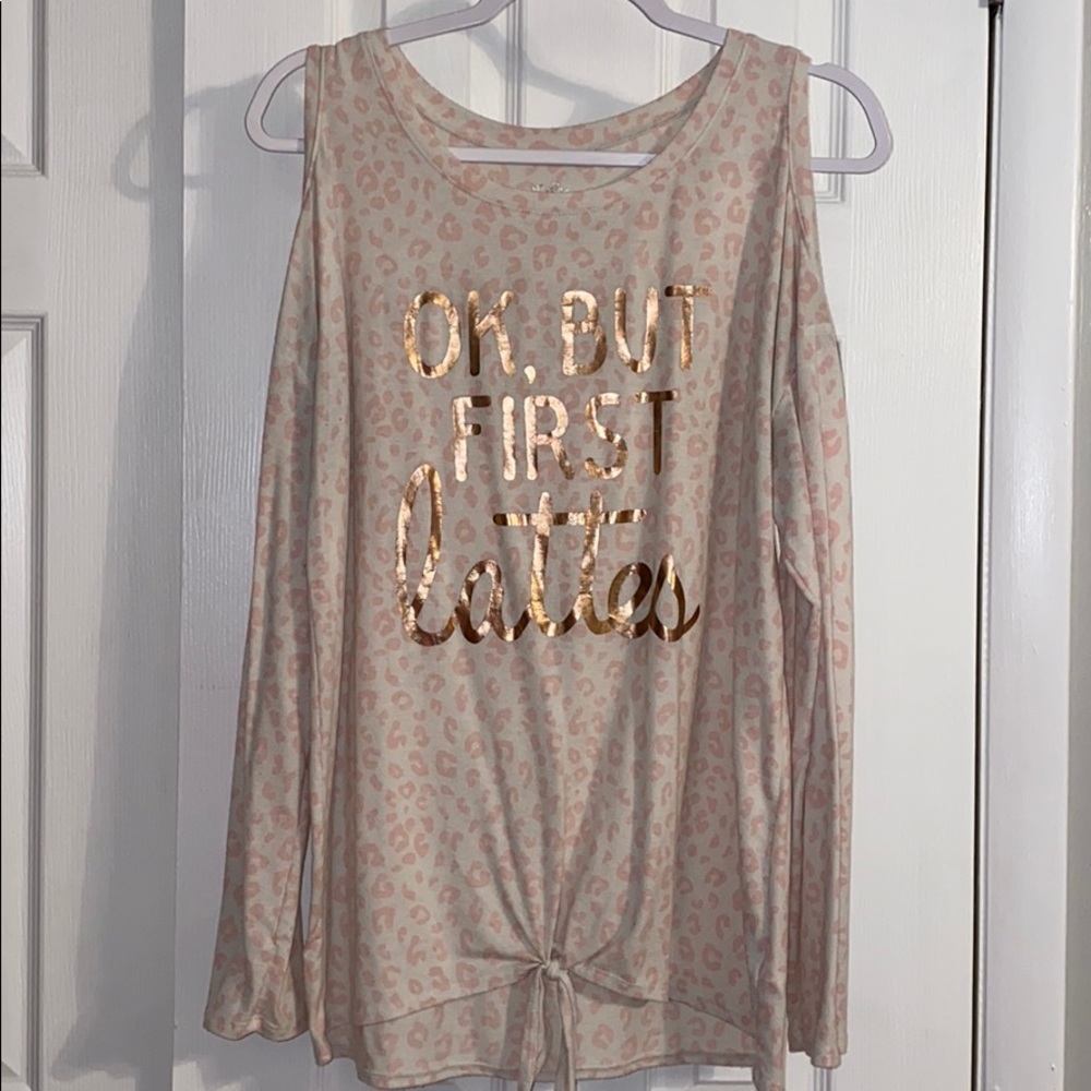 Justice Latte Front Tie Shirt